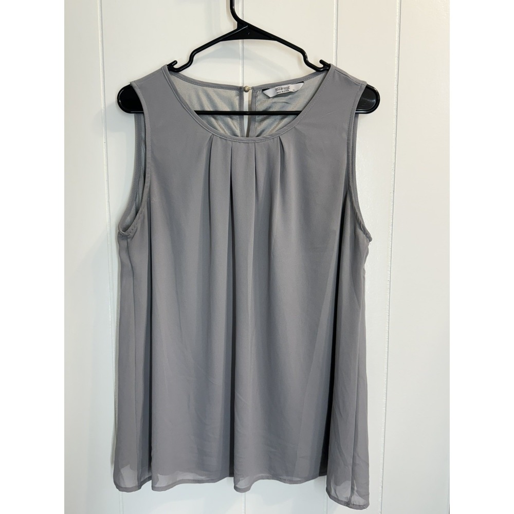 Meateor Women's Sleeveless chiffon lined blouse.  Gray XL